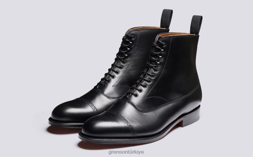 Grenson balmoral erkekler siyah bot ayakkabı B466H10