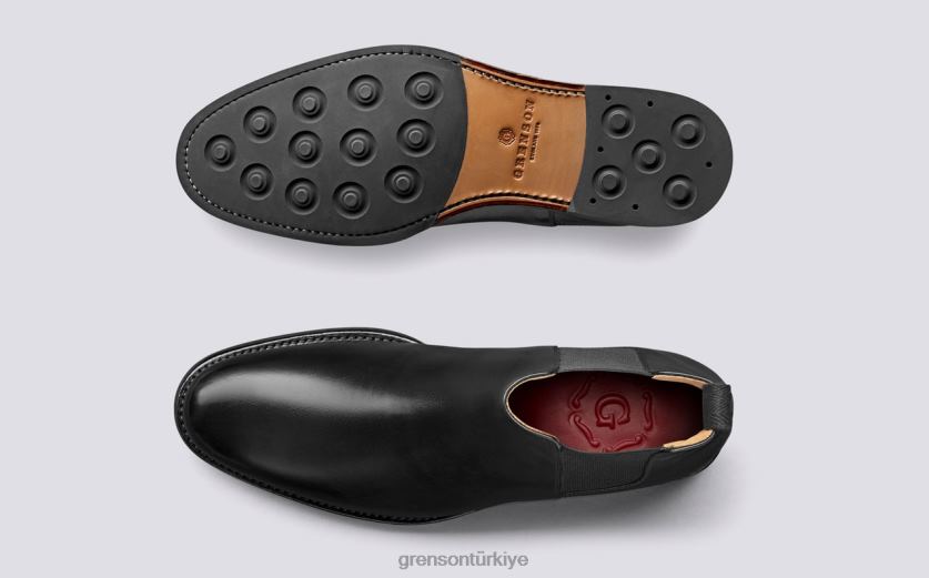 Grenson deklan erkekler siyah bot ayakkabı B466H4