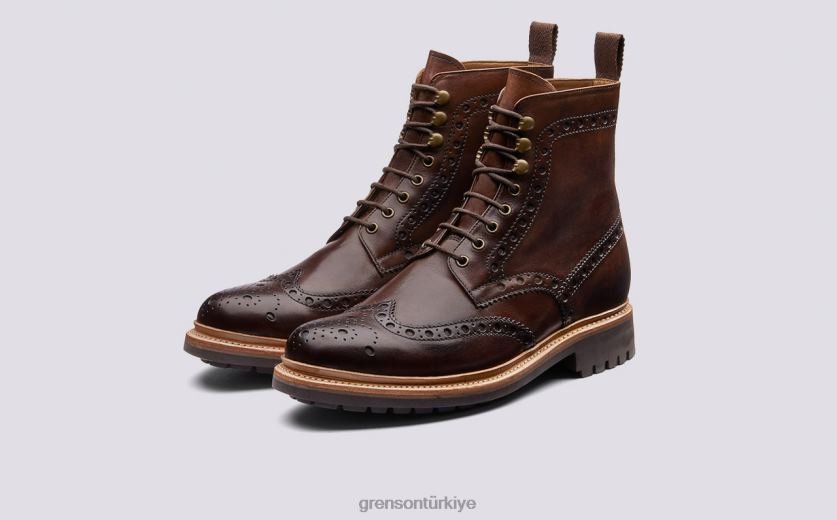 Grenson fred erkekler koyu kahverengi bot ayakkabı B466H1