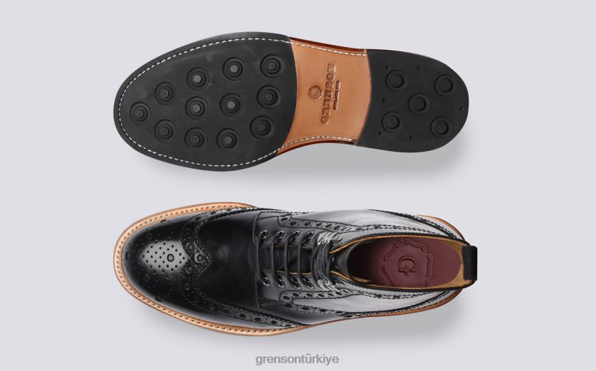 Grenson fred erkekler siyah bot ayakkabı B466H16