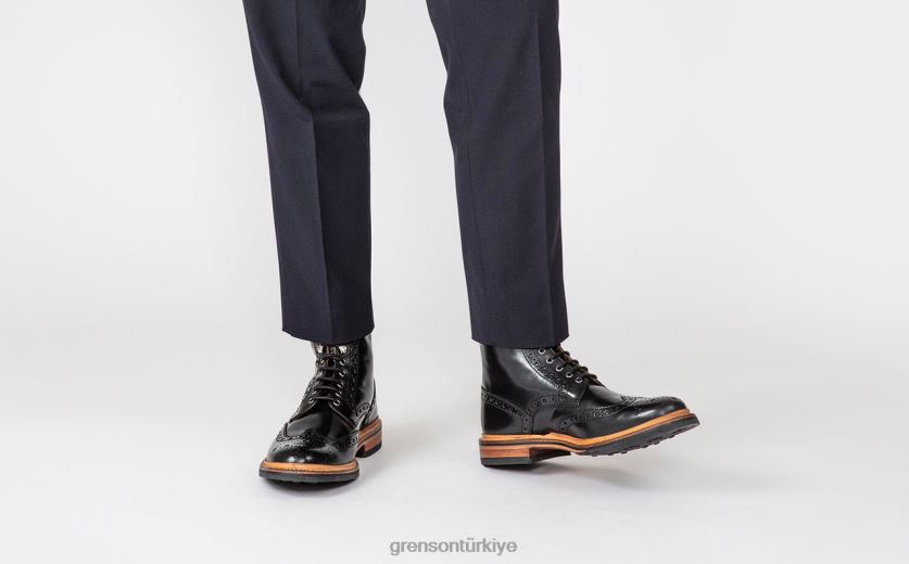 Grenson fred erkekler siyah bot ayakkabı B466H16