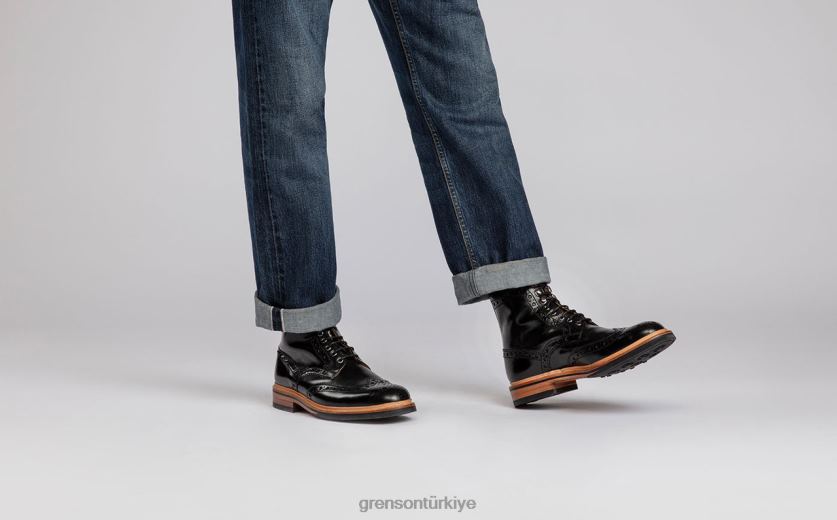 Grenson fred erkekler siyah bot ayakkabı B466H16