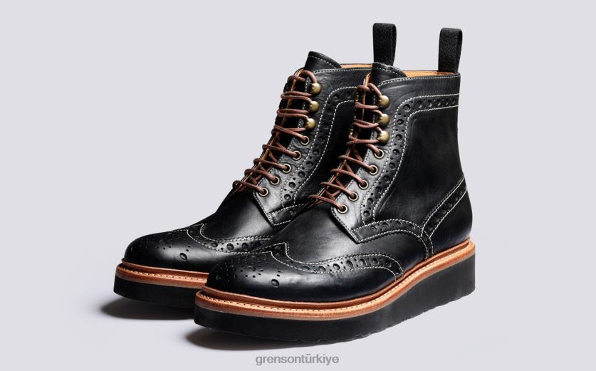 Grenson fred erkekler siyah bot ayakkabı B466H30