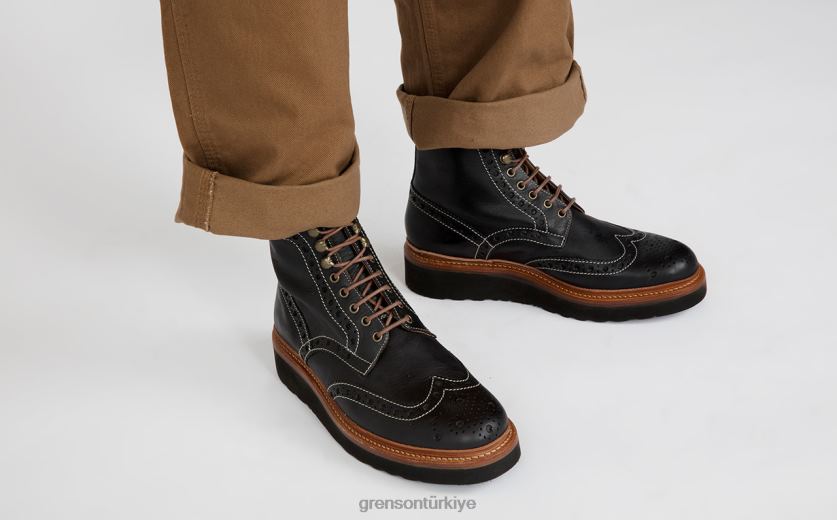 Grenson fred erkekler siyah bot ayakkabı B466H30