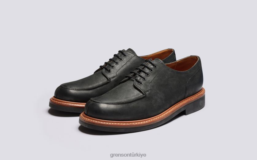 Grenson Mac erkekler siyah derbi ayakkabı B466H165