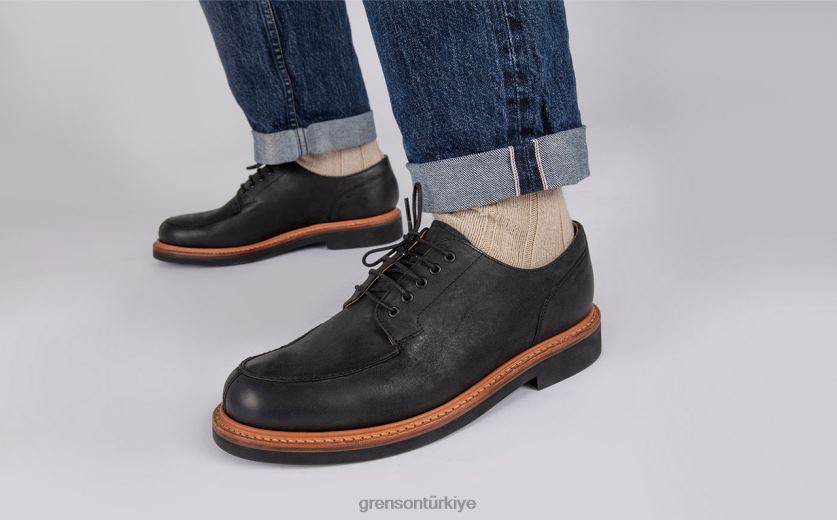 Grenson Mac erkekler siyah derbi ayakkabı B466H165