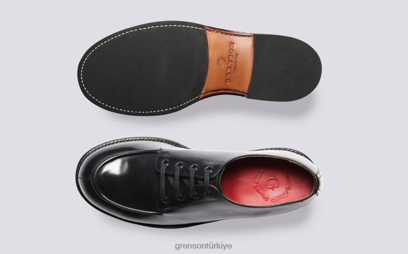Grenson erik erkekler siyah derbi ayakkabı B466H162