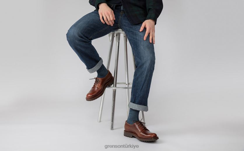 Grenson galip erkekler koyu kahverengi derbi ayakkabı B466H155