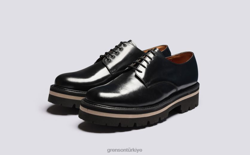 Grenson kısa erkekler siyah derbi ayakkabı B466H160