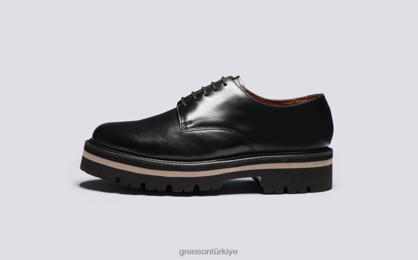 Grenson kısa erkekler siyah derbi ayakkabı B466H160