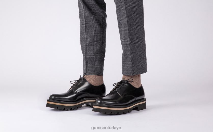 Grenson kısa erkekler siyah derbi ayakkabı B466H160