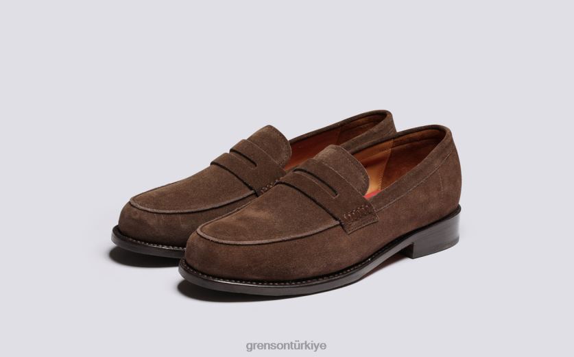 Grenson deli erkekler koyu kahverengi mokasen B466H139