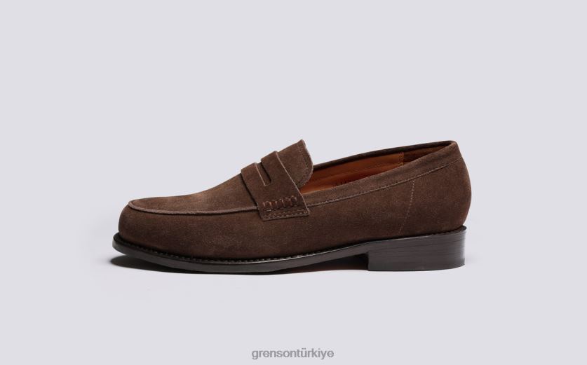 Grenson deli erkekler koyu kahverengi mokasen B466H139