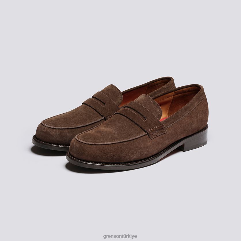 Grenson deli erkekler koyu kahverengi mokasen B466H139