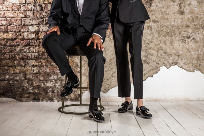 Grenson elbise terlik erkekler siyah resmi ayakkabı B466H64