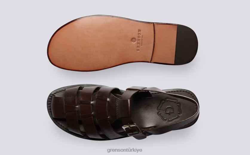 Grenson ayva erkekler koyu kahverengi sandalet B466H222