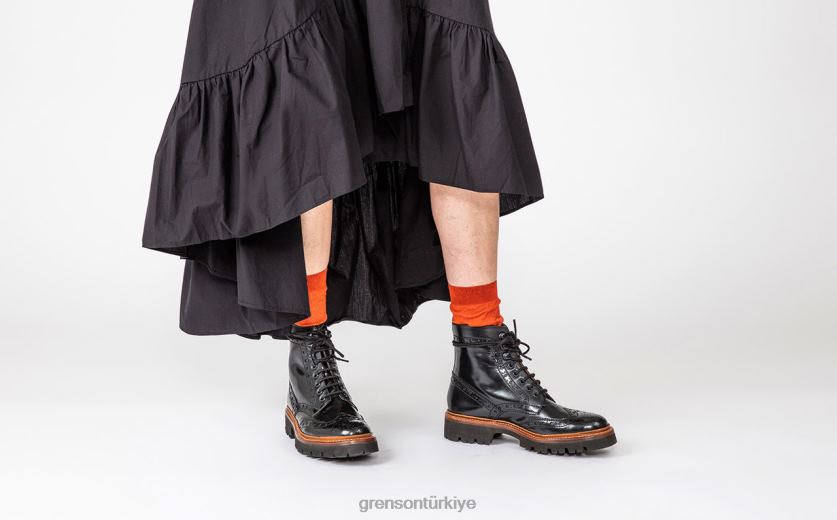 Grenson fran kadınlar siyah bot ayakkabı B466H267