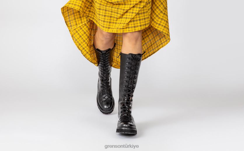 Grenson nanette diz boyu kadınlar siyah bot ayakkabı B466H304