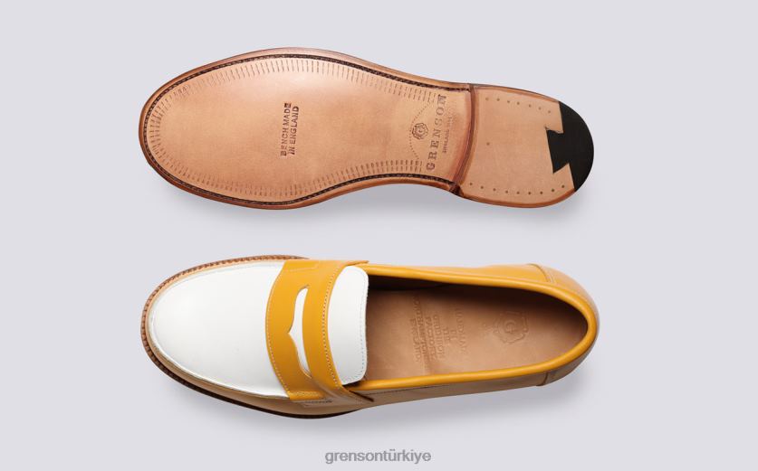 Grenson epsom kadınlar sarı beyaz mokasen B466H236